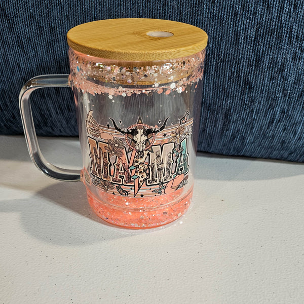 16 oz Glitter Globe Mug - Mama with custom gift design