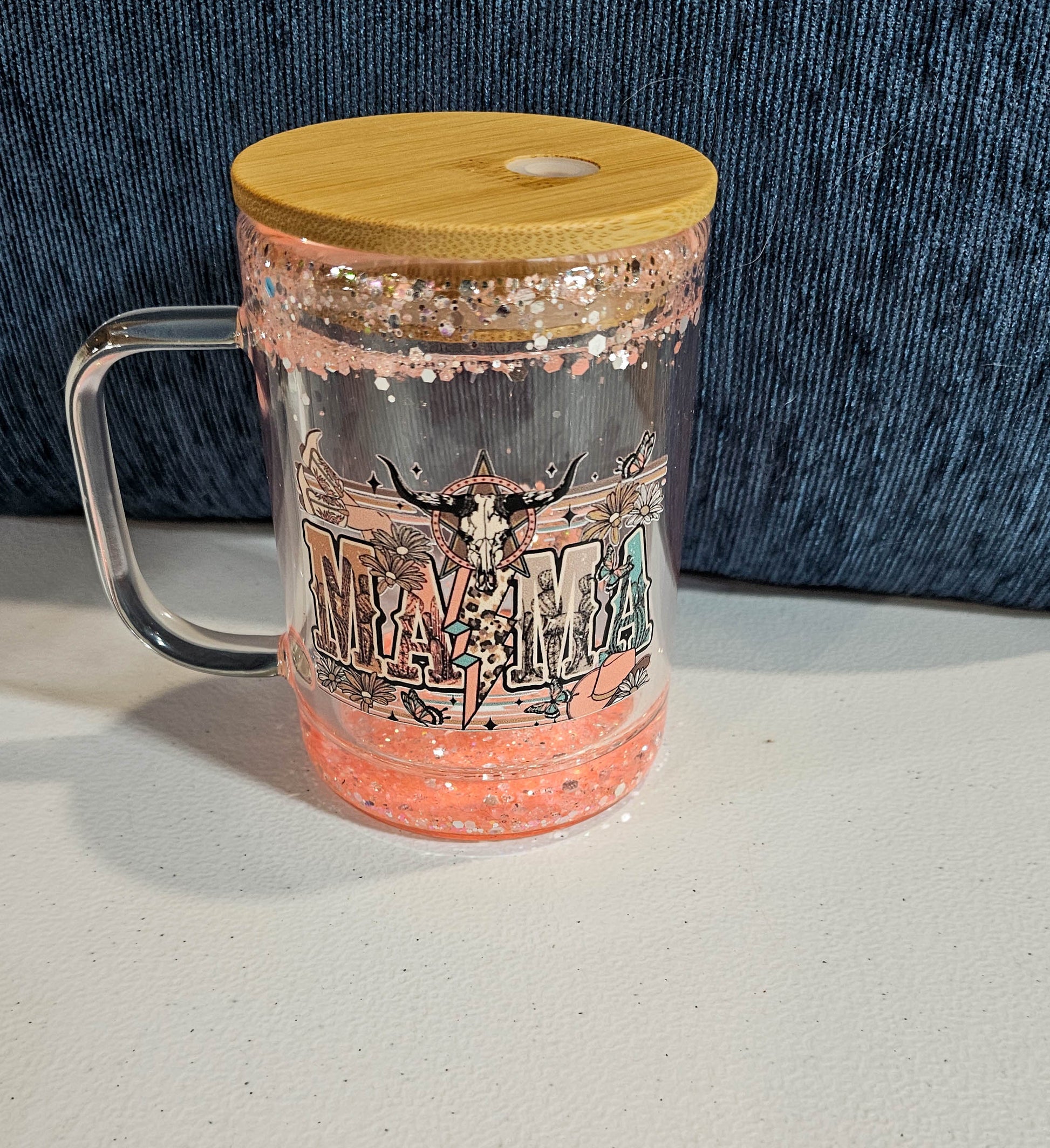 16 oz Glitter Globe Mug - Mama with custom gift design