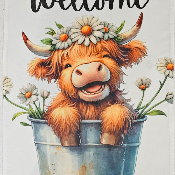 Garden Flag - Black Plaid Highlander in Pail with custom garden flag design