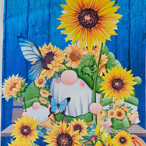 Garden Flag - Gnome & Sunflowers with custom garden flag design