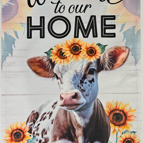 Garden Flag - Cow & Sunflowers with custom garden flag design