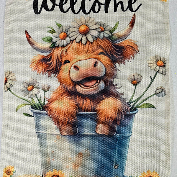Garden Flag - Highlander in Pail with custom garden flag design
