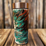 Slim Can Koozie - Teal & Rust with custom gift design