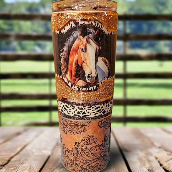 20 oz - Horse & Leather with custom gift design