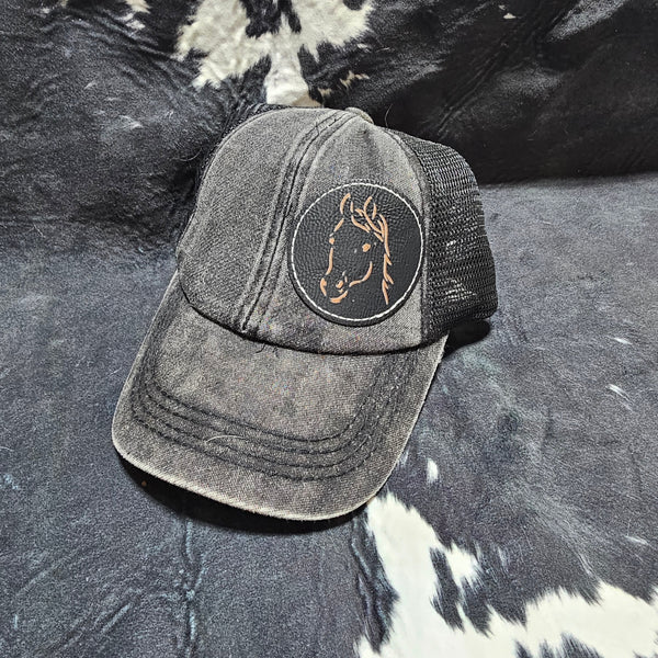 Youth Leather Patch Hat - Horse with custom hat design