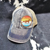 Youth Leather Patch Hat - Distressed Horse with custom hat design