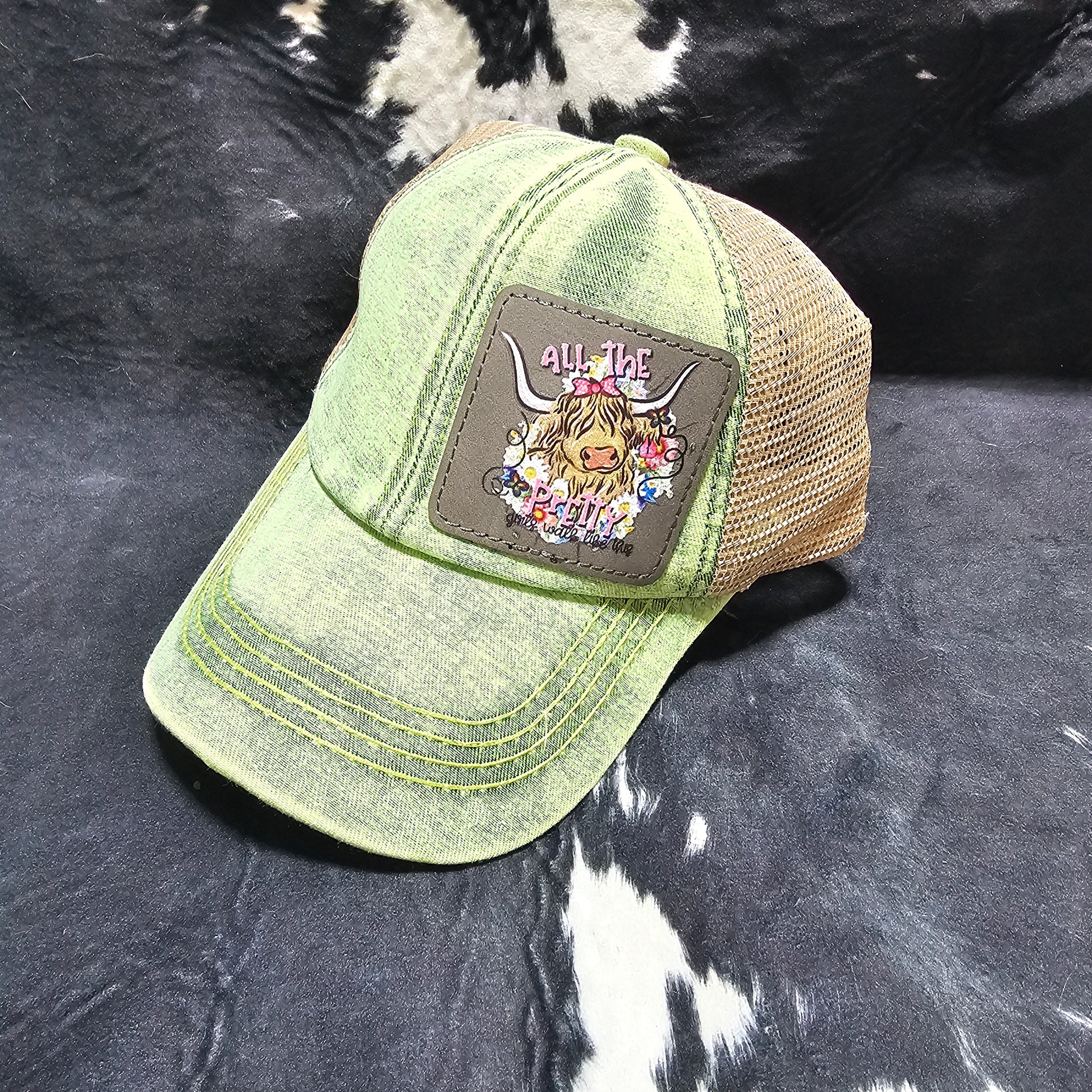 Youth Leather Patch Hat - Pretty Girls with custom hat design