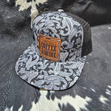 Leather Patch Hat - Coffee & Wine with custom hat design