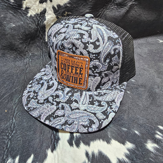 Leather Patch Hat - Coffee & Wine with custom hat design