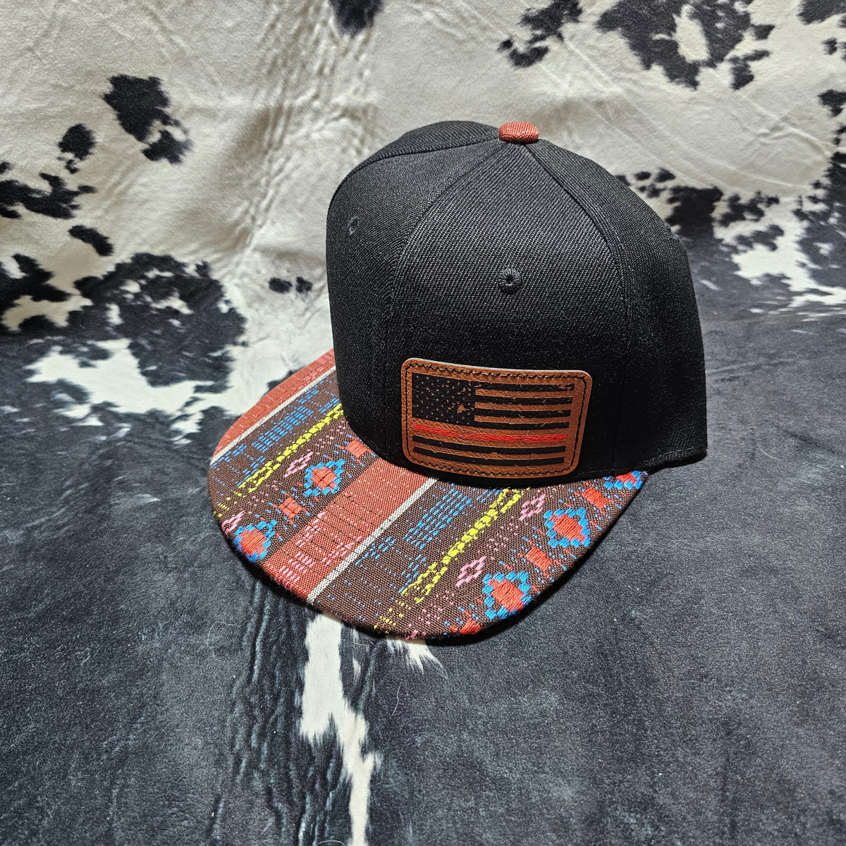 Leather Patch Hat - Thin Red Line with custom hat design
