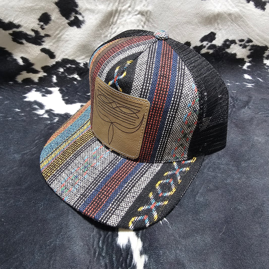 Leather Patch Hat - Boot Stitching with custom hat design