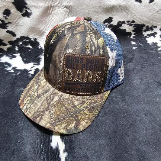 Leather Patch Hat - Dad's w/Pretty Daughters with custom hat design