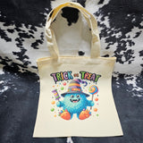 Trick or Treat Tote - Little Blue Monster with custom gift design