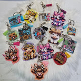 Acrylic Glitter Keychain with custom gift design
