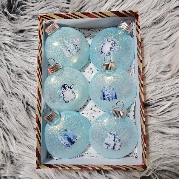Christmas Ornament - Penguins with custom pen design