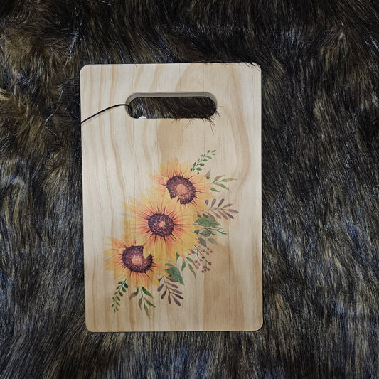 Small Wood Cutting Board - Sunflowers