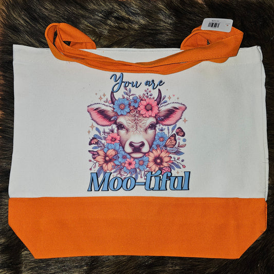 Orange Mootiful Large Canvas Tote