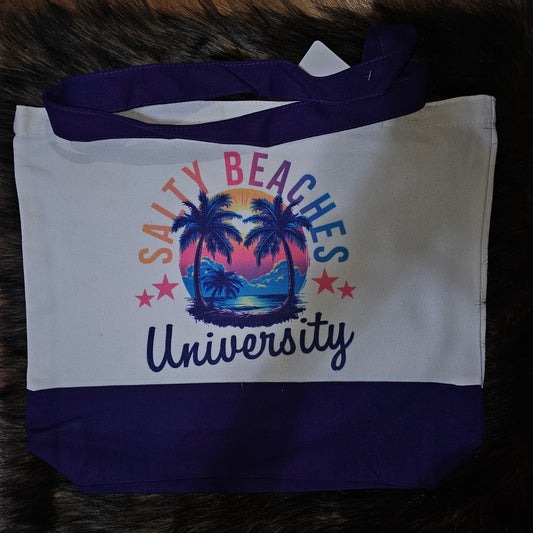Purple Salty Beaches Large Canvas Tote