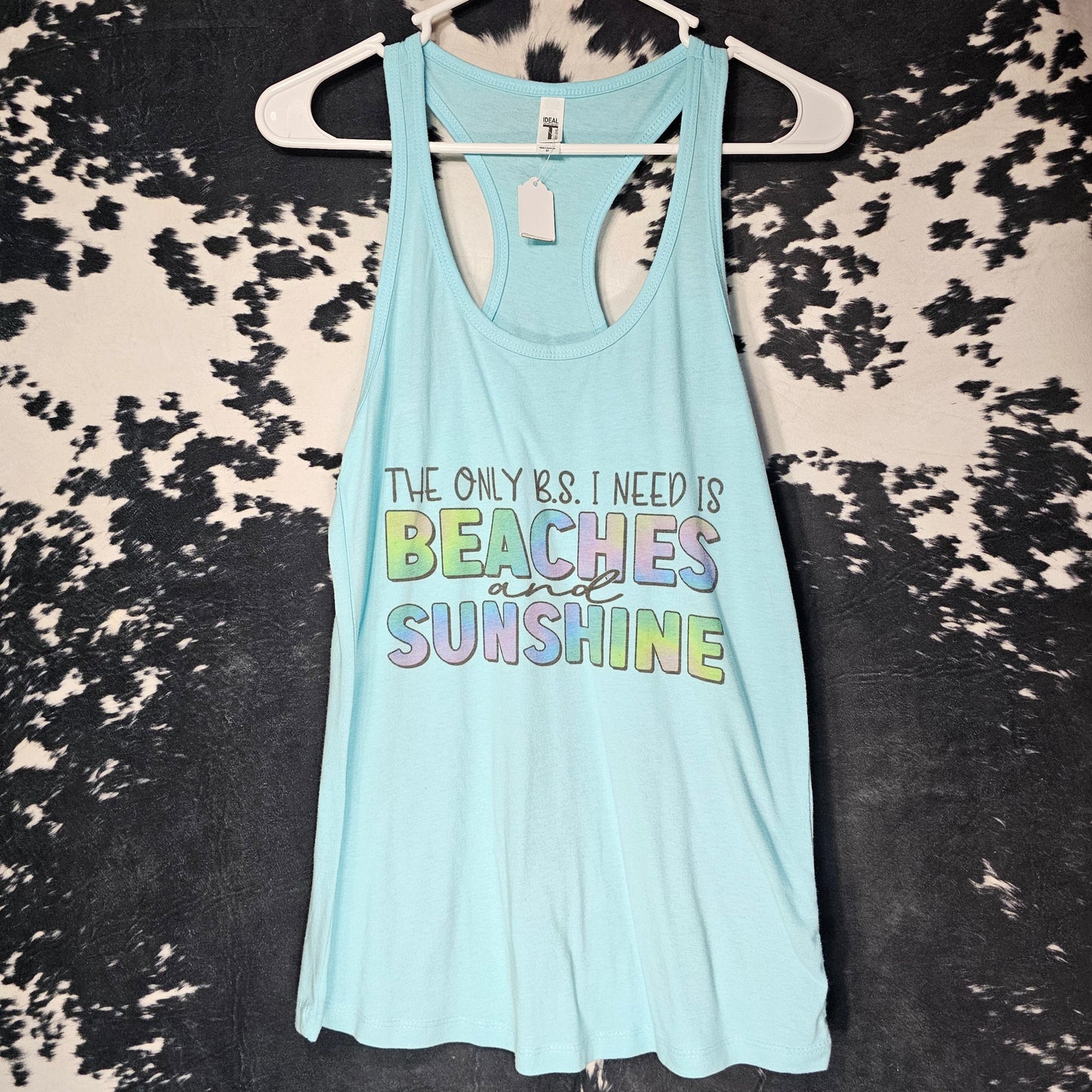 Beaches and Sunshine Light Blue Tank Mentally on Vacation