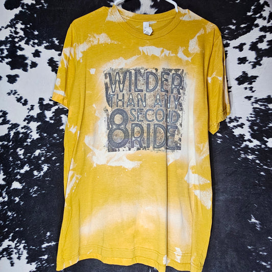 Wilder than 8 Second Ride Mustard Tee - L
