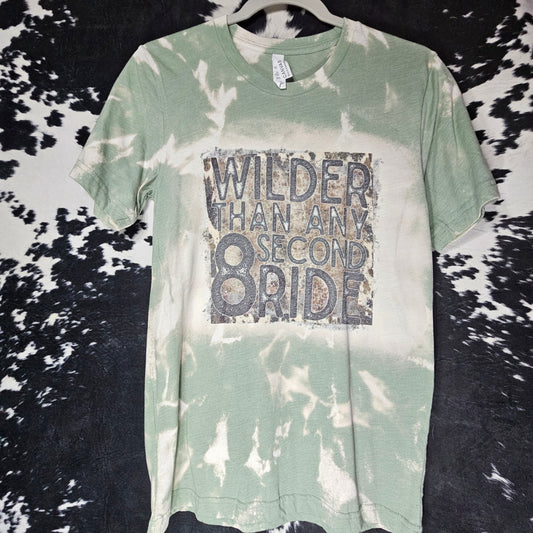 Wilder than 8 Second Ride Green Tee - S
