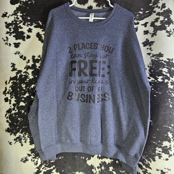 Mind Your Lane—Stay for Free Crewneck