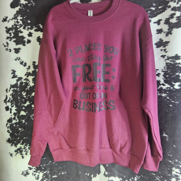 Mind Your Lane—Stay for Free Crewneck