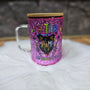 16 oz Glass Glitter Globe - Def Tired Mama Neon Glow
