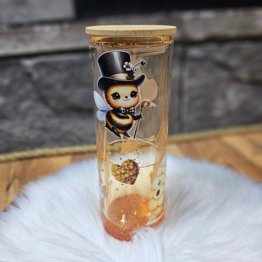 20 oz Glass Glitter Globe – Honey Drip Buzz