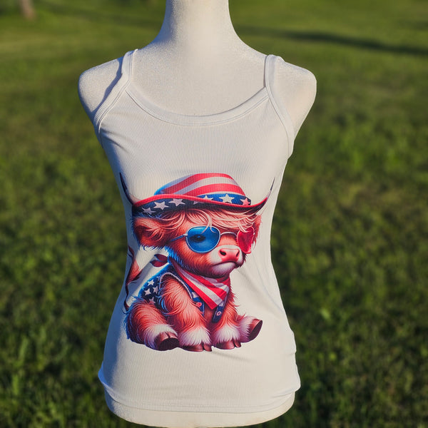 Red White & Moo Cowboy Tank