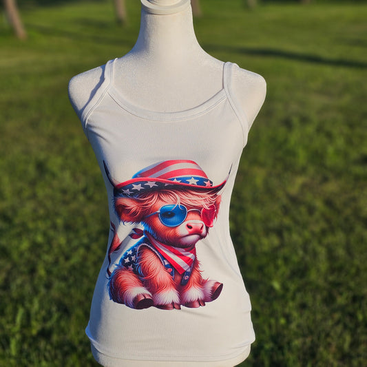 Red White & Moo Cowboy Highland Tank Top