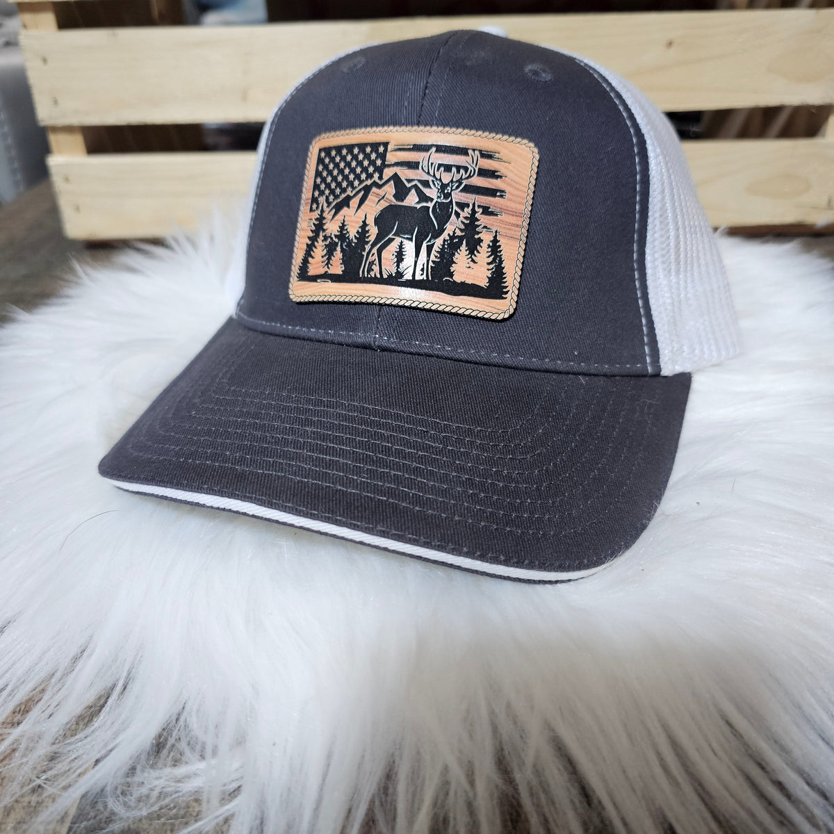 Buck & Flag Leather Patch Hat – Country Without Apology
