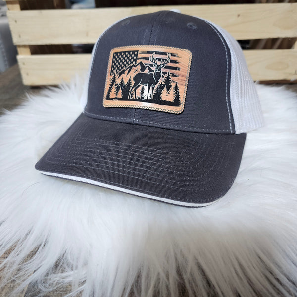 Buck & Flag Leather Patch Hat – Country Without Apology