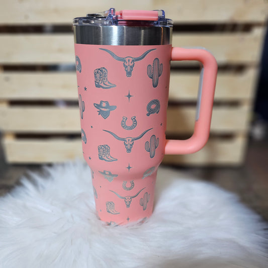 Western Coral 40 oz Laser Tumbler