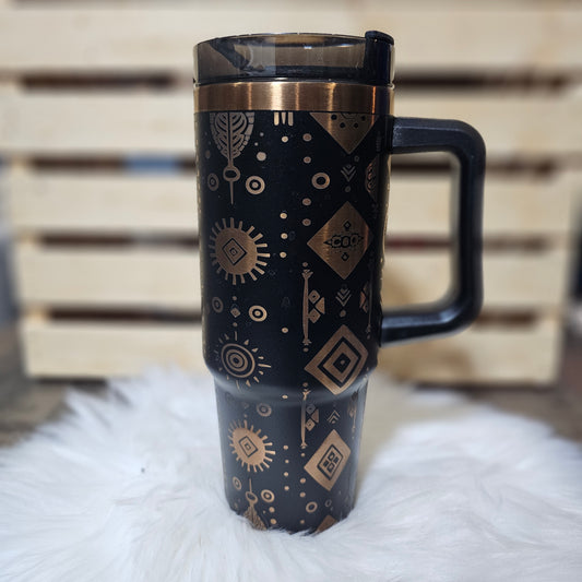 Aztec Black/Bronze 40 oz Laser Tumbler