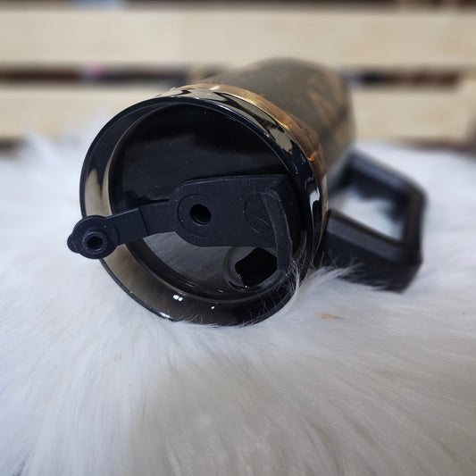 40 oz Laser Tumbler – Aztec Black & Bronze Bold