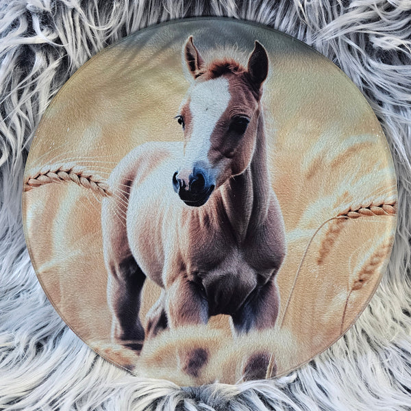 Lg. Round Baby Horse in Wheat Field