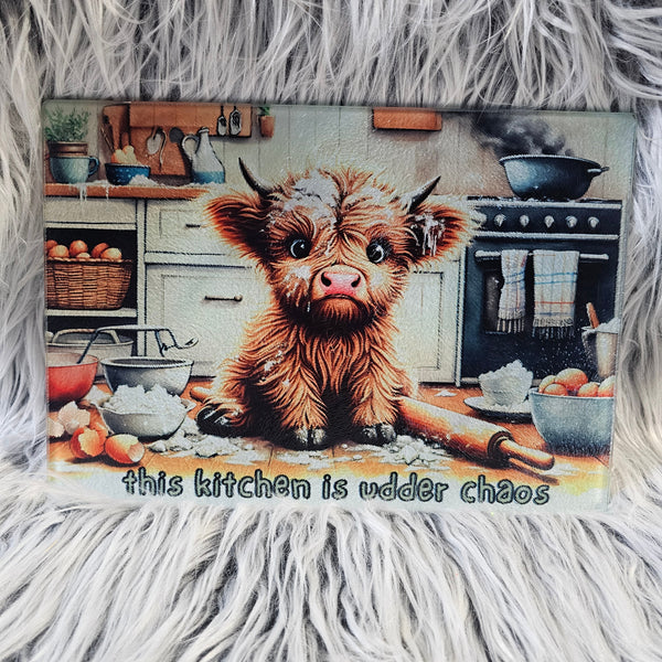 Udder Chaos Highland Calf Cutting Board