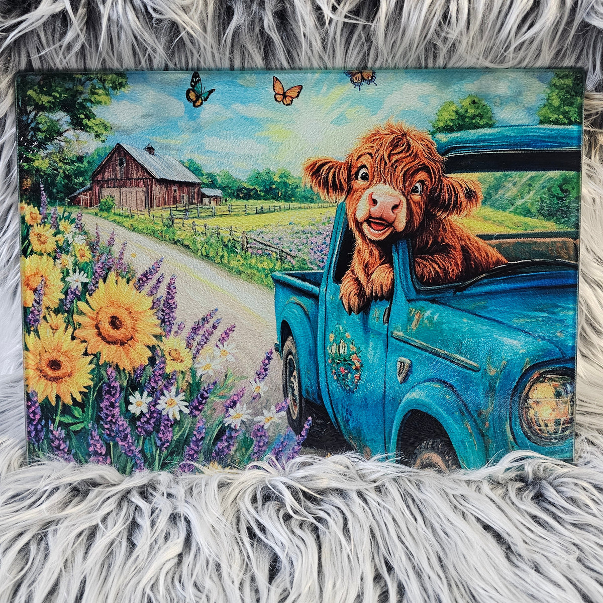 Lg. Highland in Old Truck Glass Board