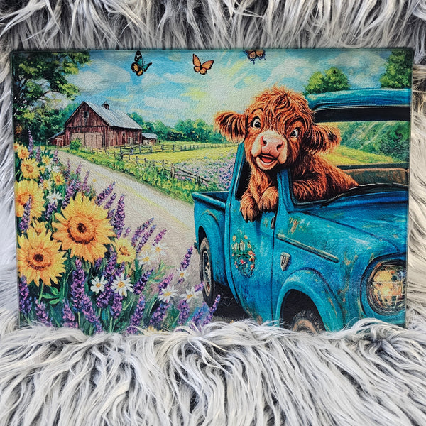 Lg. Highland in Old Truck Glass Board