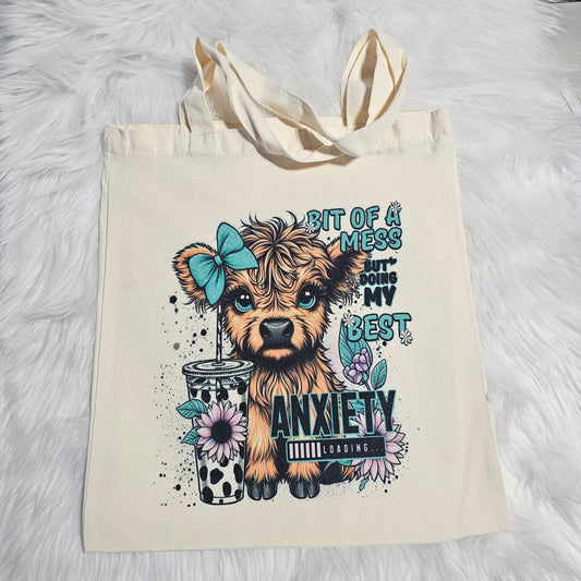 “Anxiety Loading” Highland Girl (Canvas Tote)