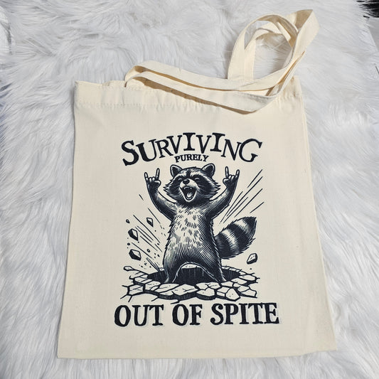 “Out of Spite” Raccoon (Canvas Tote)