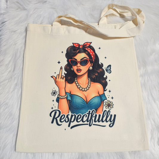 “F-Off, Respectfully” Vintage Lady (Canvas Tote)