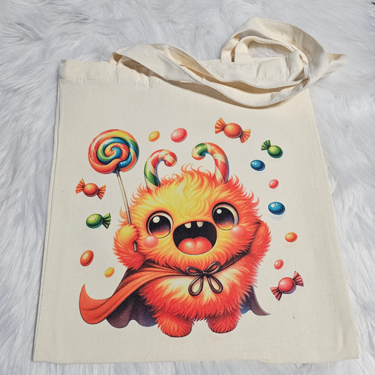Orange Monster Halloween Tote (Canvas Tote)