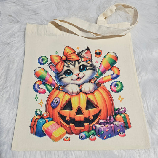 “Jack-O-Kitten” Halloween Tote (Canvas Tote)