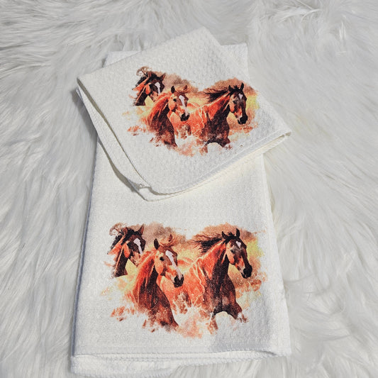 “Horse Splash” Towel & Washcloth Set