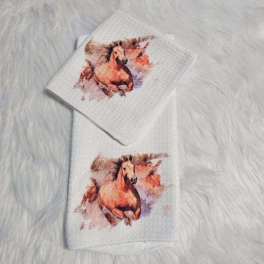 “Running Buckskin” Towel & Washcloth Set