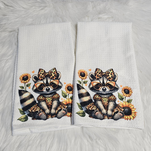 “Sunflower Raccoon” Towel Set