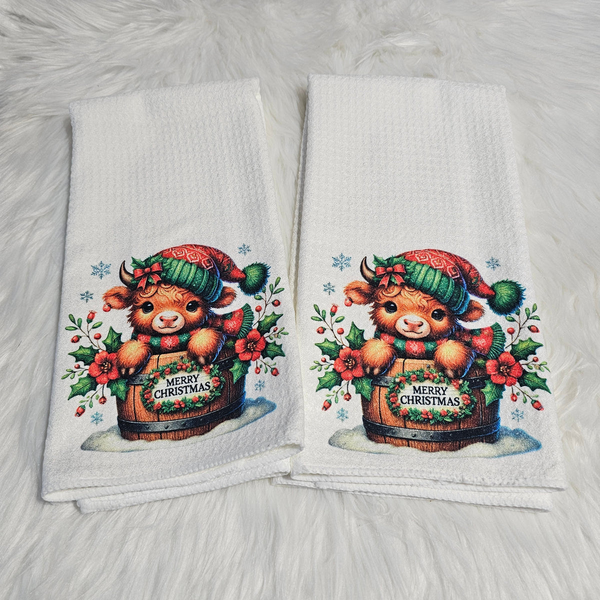 Christmas Highland Calf Towel Set