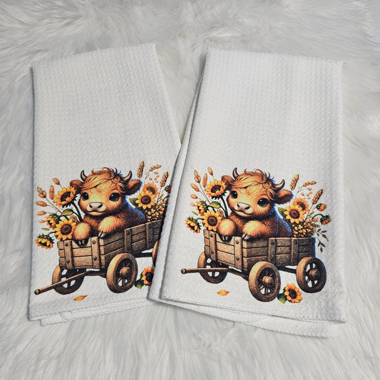 “Wagon Highland Calf” Towel Set